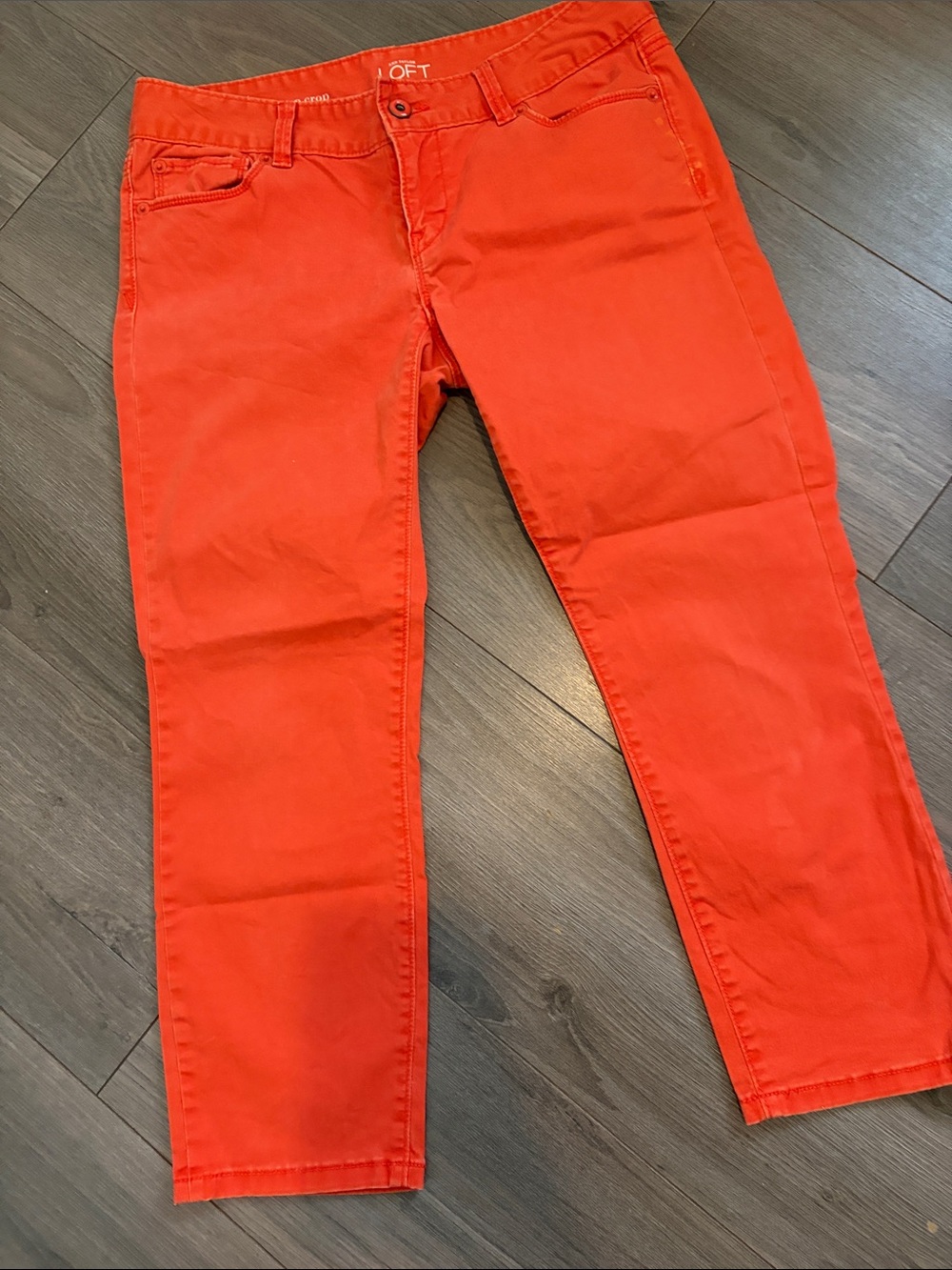 LOFT Orange Cropped Skinny Jeans